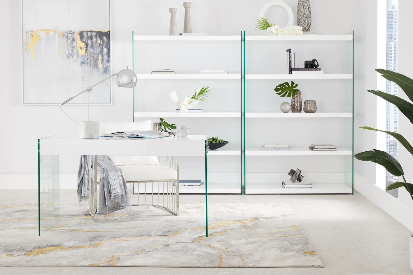 White and Glass Desk